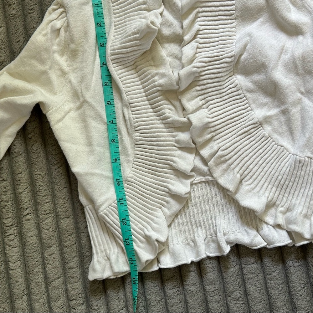 INC International Concepts Cream Ruffled Sweater - Picture 4 of 6